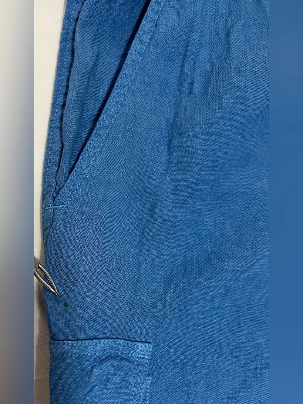 Vilebrequin 100% Linen Cargo Pants XXL Blue Drawstring Resort Coastal Luxury